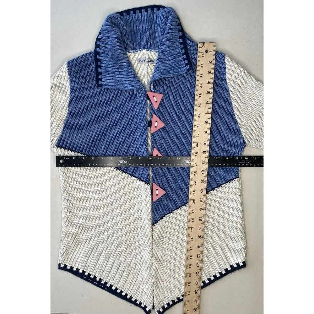 VINTAGE Sweater Womens XL Asymmetrical Funky Artsy Cozy Wacky Retro Big Buttons